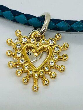 👍👍Pandora Radiant Heart Double Dangle Charm gold plating